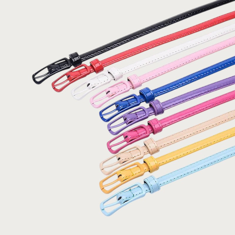Ceintura ceinture fine pour fille en similicuir PU disponible en plusieurs couleurs vives, style décontracté