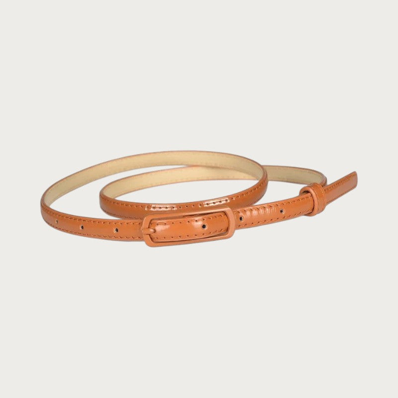 Ceinture fine pour fille Ceintura en similicuir marron avec boucle assortie, style décontracté et minimaliste