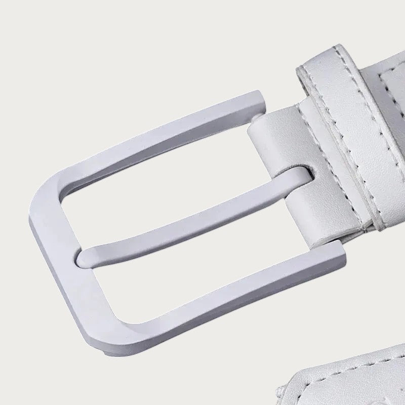 Ceintura ceinture de golf unisexe blanche en toile tissée avec boucle métallique rectangulaire assortie