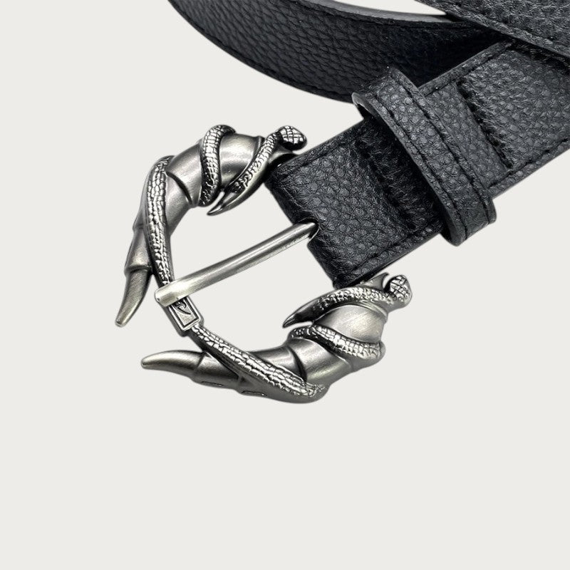 Ceinture gothique Ceintura en similicuir noir avec boucle en métal argenté vieilli en forme de serres Image