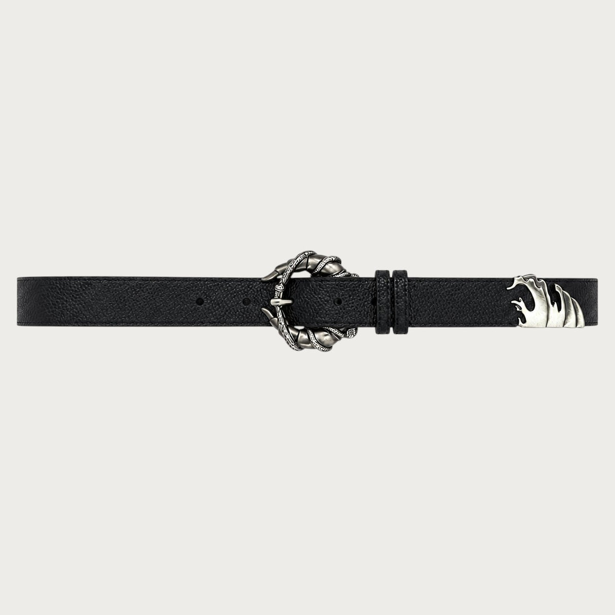Ceinture gothique homme Ceintura en similicuir noir avec boucle en métal argenté vieilli en forme de serres