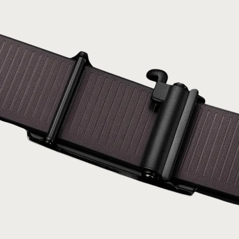 Ceinture Ceintura Massa en similicuir noir avec mécanisme de boucle automatique à cliquet et détails striés Image