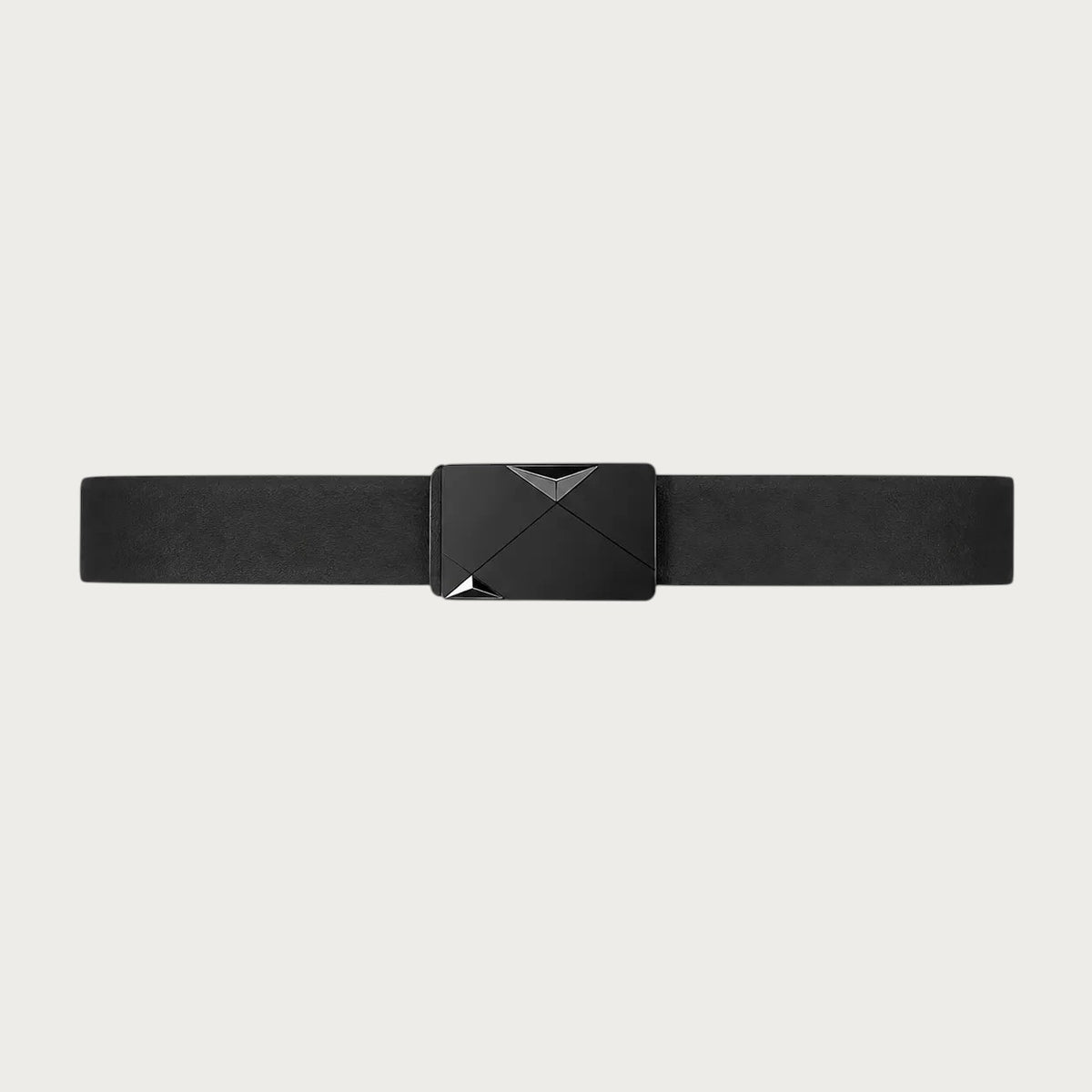 Ceinture Ceintura Massa en similicuir noir avec boucle automatique anthracite à facettes et détail doré