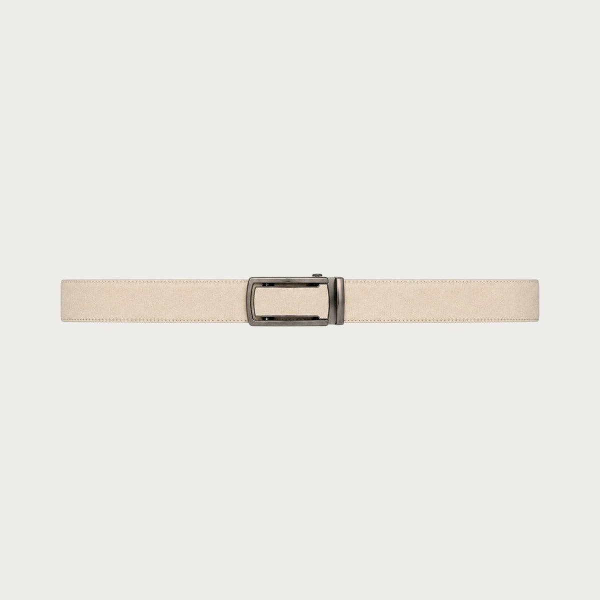 Ceinture homme Ceintura Crotone crème en similicuir avec boucle automatique ajourée en métal gris anthracite Image