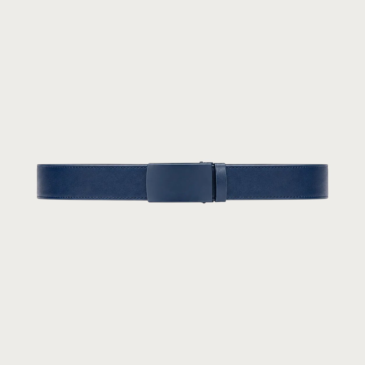 Ceinture homme Ceintura Viterbo en cuir bleu marine avec boucle automatique plate et minimaliste Image