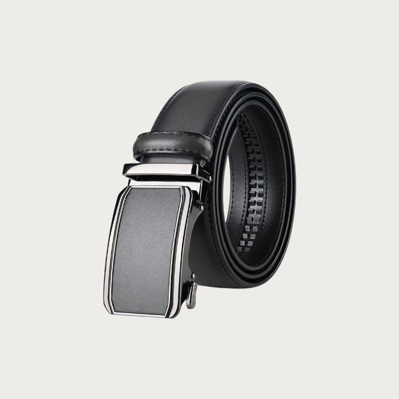 Ceinture de costume homme Ceintura noire en cuir de vachette avec boucle automatique à cliquet sans trou