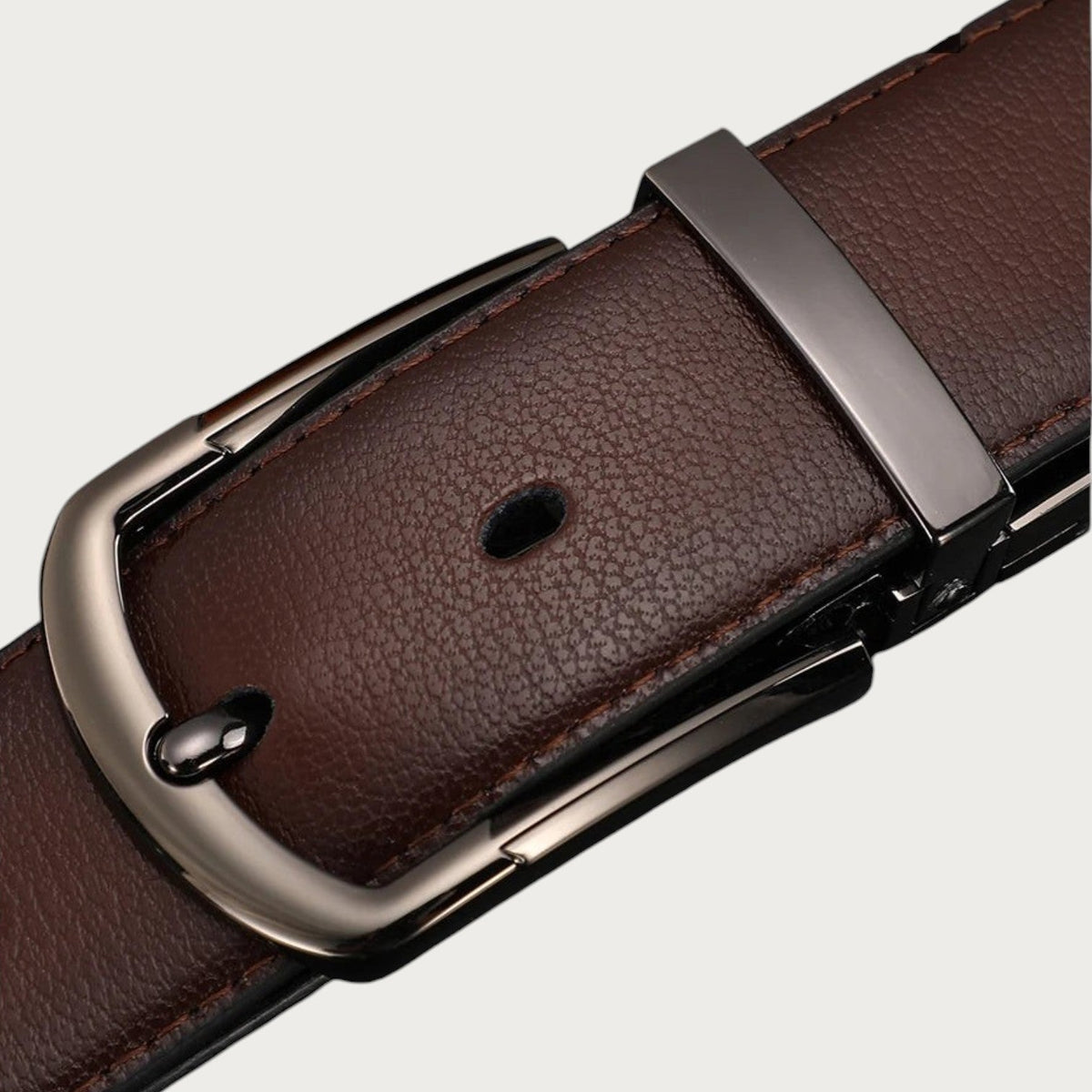 Ceinture homme réversible Ceintura en cuir véritable marron avec boucle rotative métallique