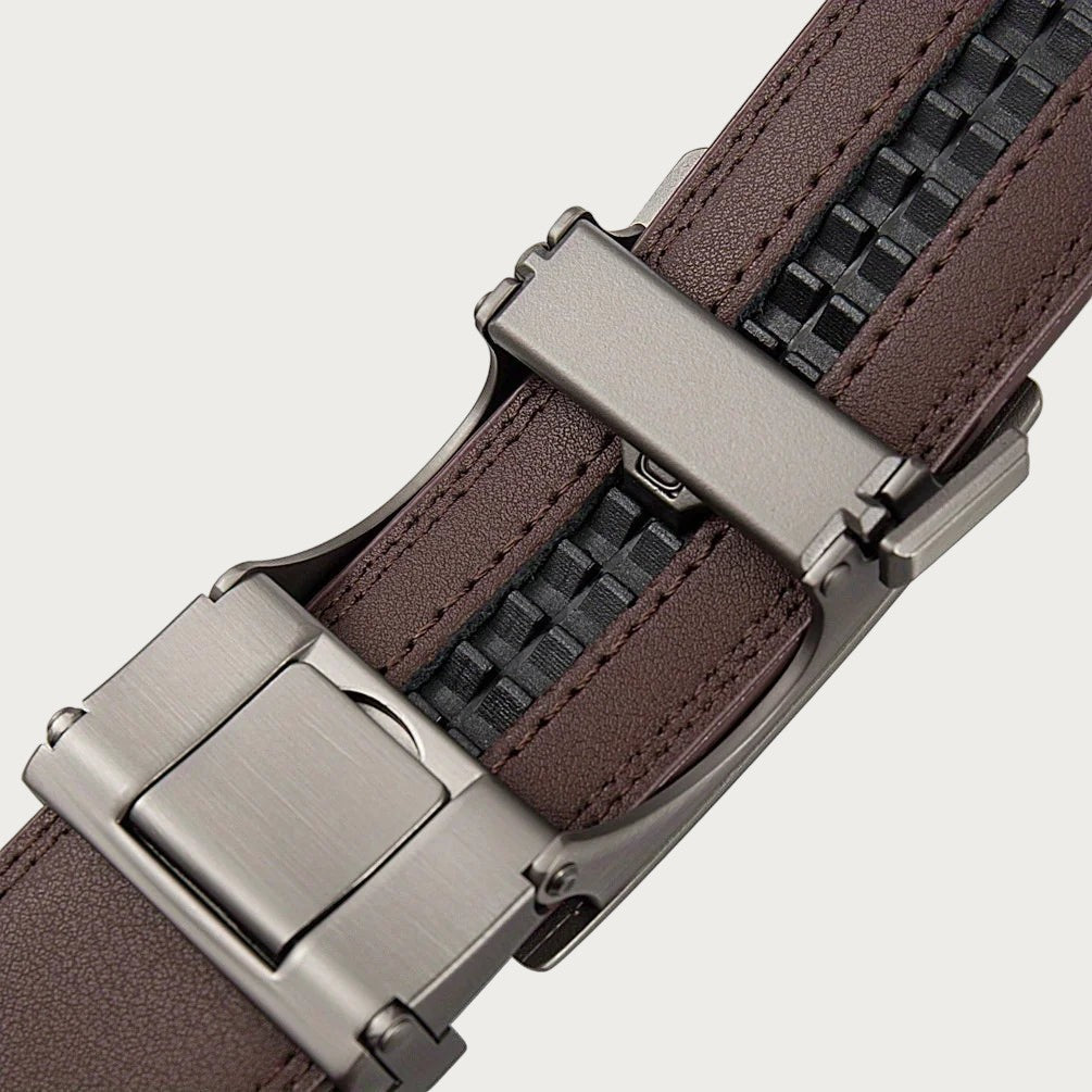 Ceinture grande taille Ceintura Rieti marron en similicuir grainé avec boucle automatique métallique