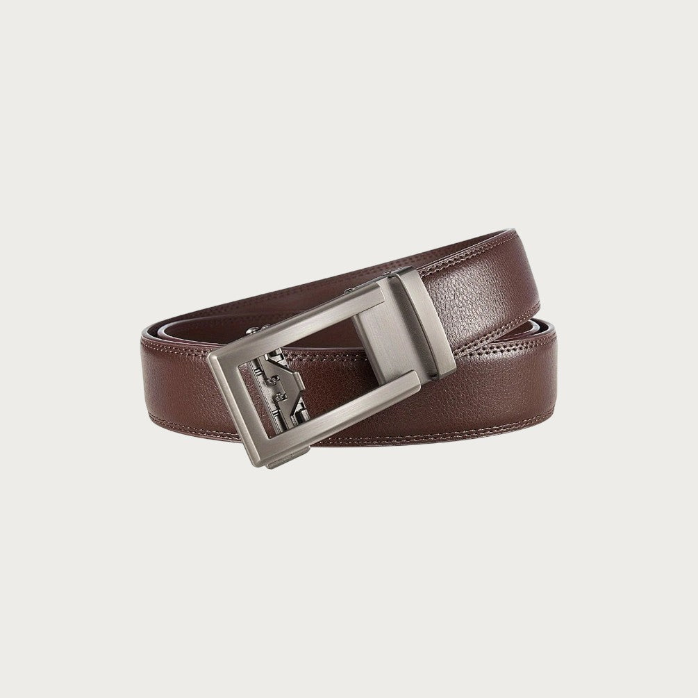 Ceinture grande taille Ceintura Rieti marron en similicuir grainé avec boucle automatique rectangulaire en métal