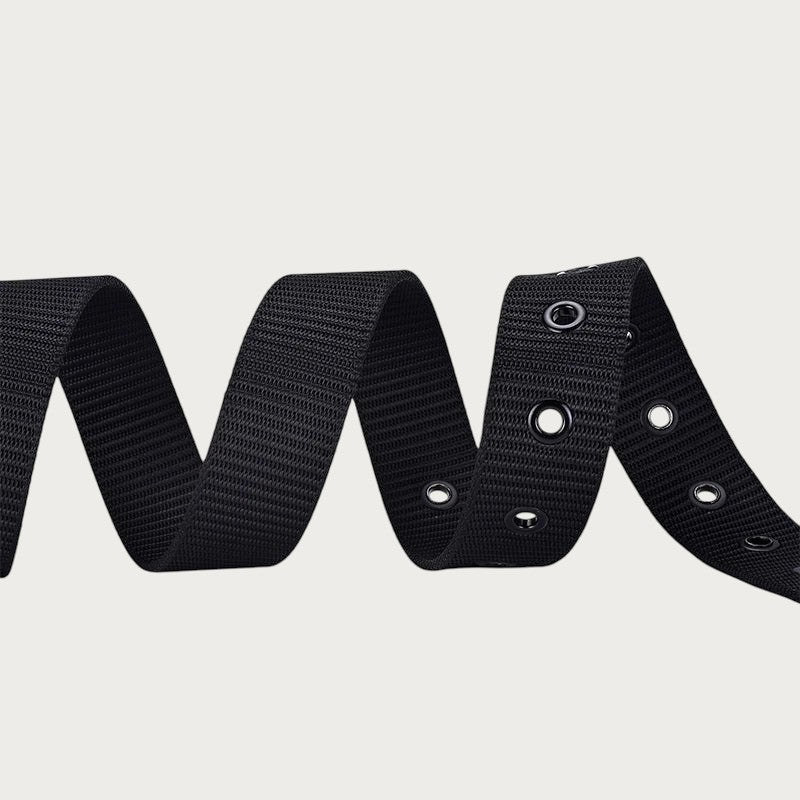 Ceinture homme Ceintura noire en polyester avec œillets métalliques pour un style décontracté et outdoor