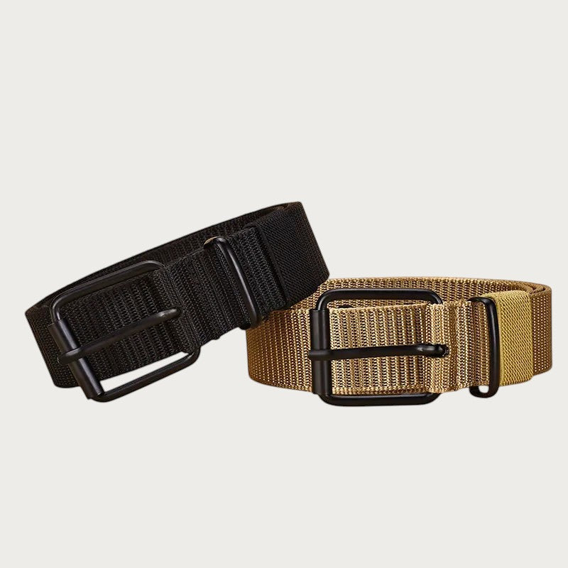 Ceintura ceinture homme en polyester noir et beige avec boucle ardillon rectangulaire noire style décontracté