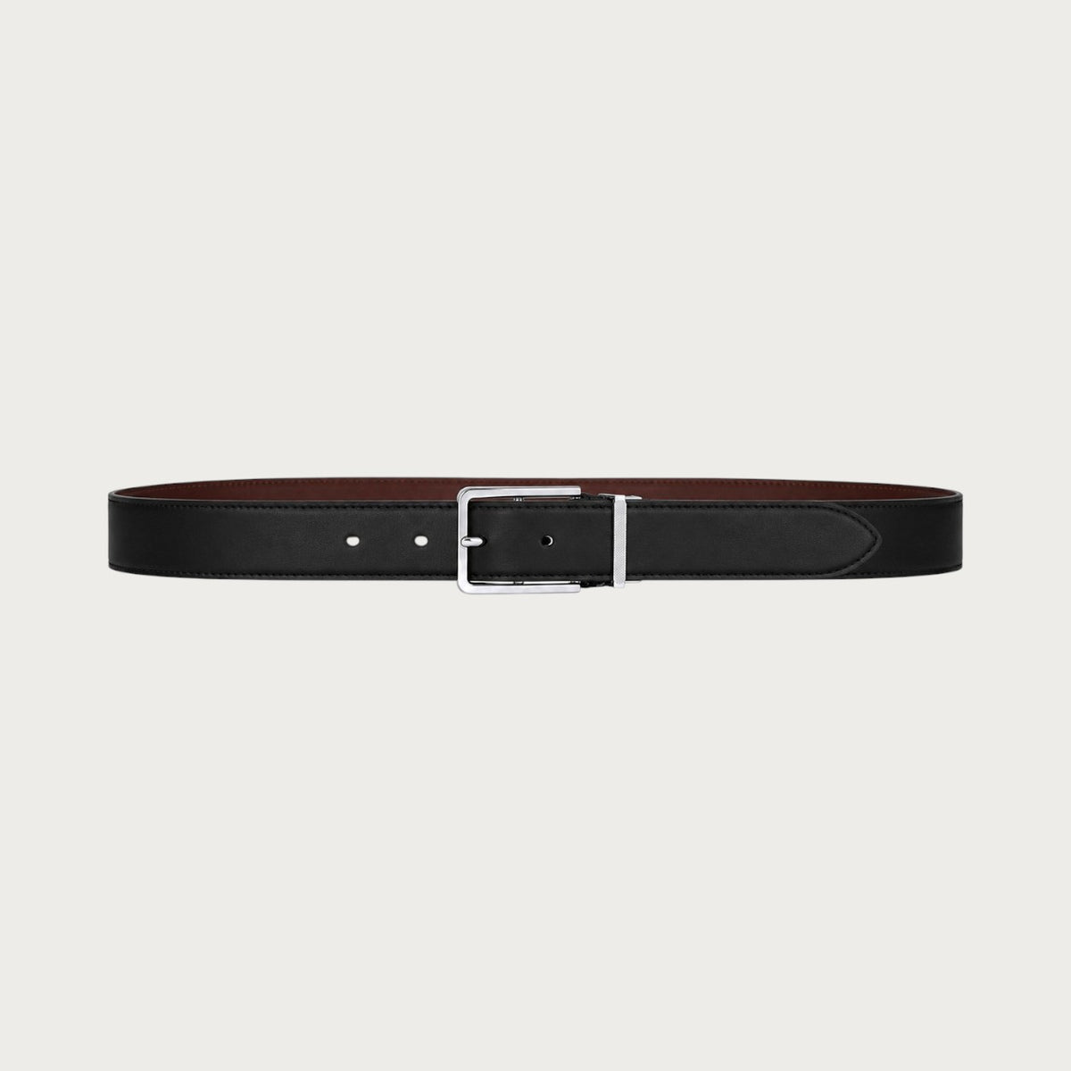 Ceinture homme Ceintura réversible en cuir de vachette noir et marron avec boucle rotative chromée élégante
