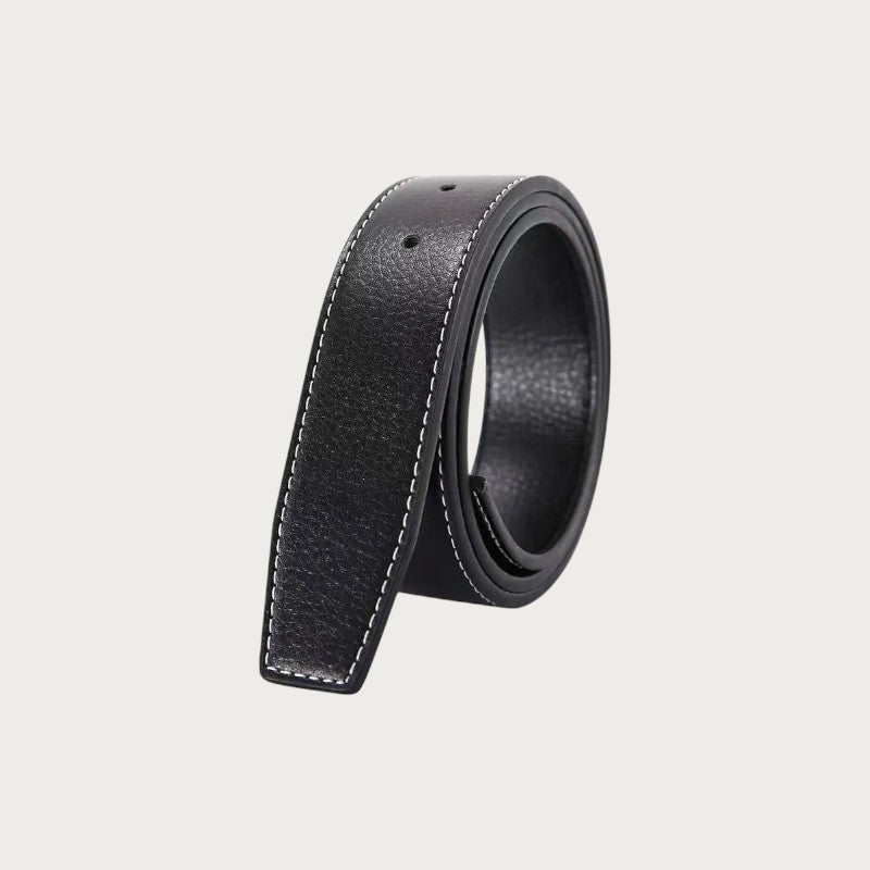 Ceinture homme réversible Ceintura en similicuir noir grainé avec surpiqûres blanches contrastantes