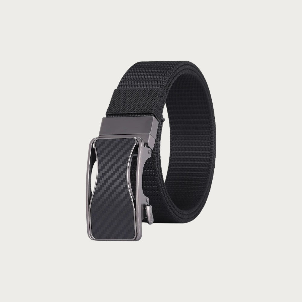 Ceinture homme réversible Ceintura en toile tissée noire avec boucle plaque mate ajustable