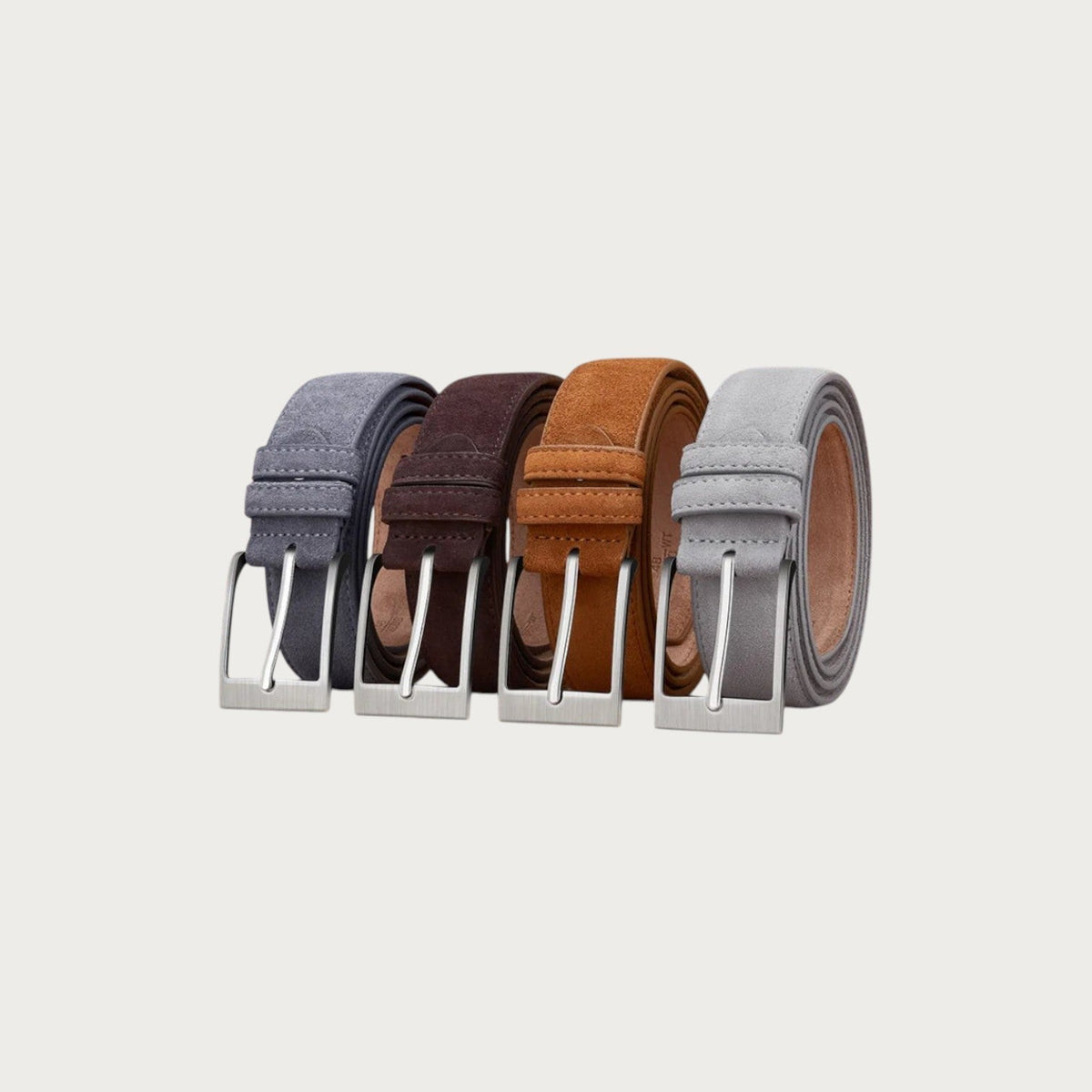 Ceinture Ceintura Terni pour homme en suédine douce avec boucle ardillon argentée, disponible en quatre coloris