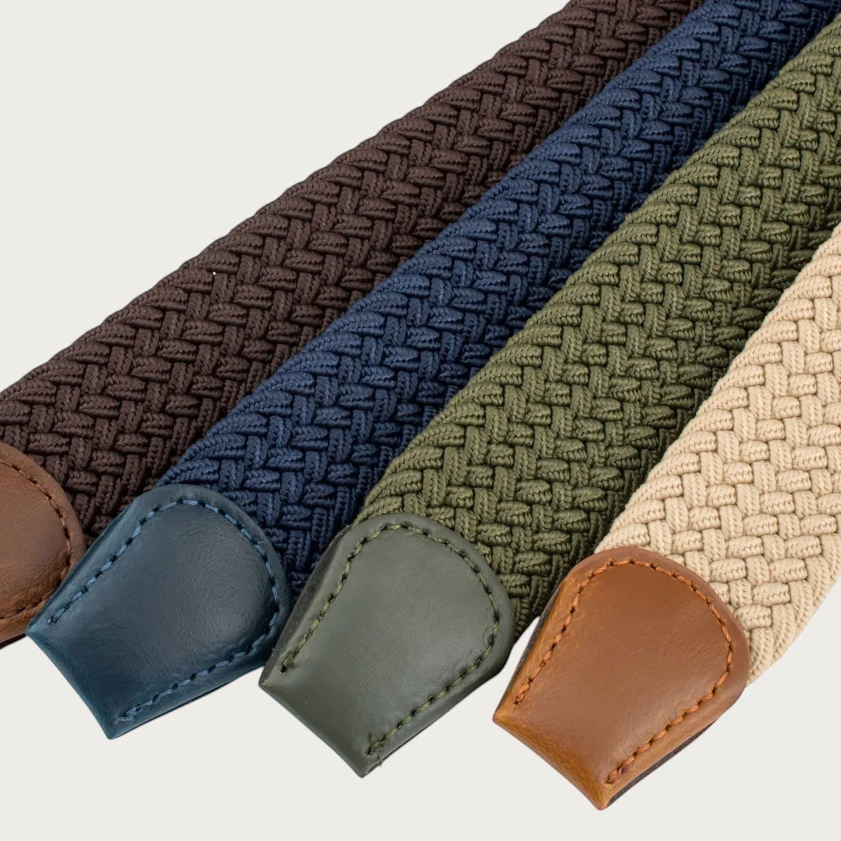 Ceinture homme tressée élastique Ceintura en toile et nylon avec finitions en cuir, disponible en plusieurs coloris
