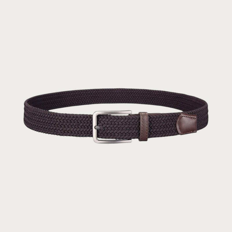 Ceinture Ceintura Luca marron foncé en polyester tressé refermée en anneau, boucle ardillon argentée
