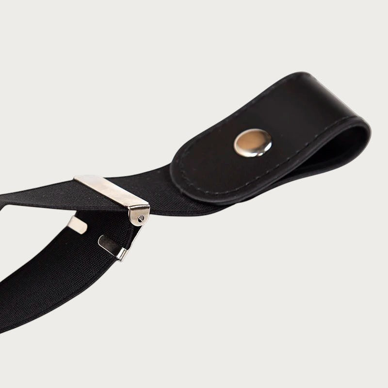 Ceinture invisible Ceintura élastique noire avec patte en similicuir et bouton pression métallique