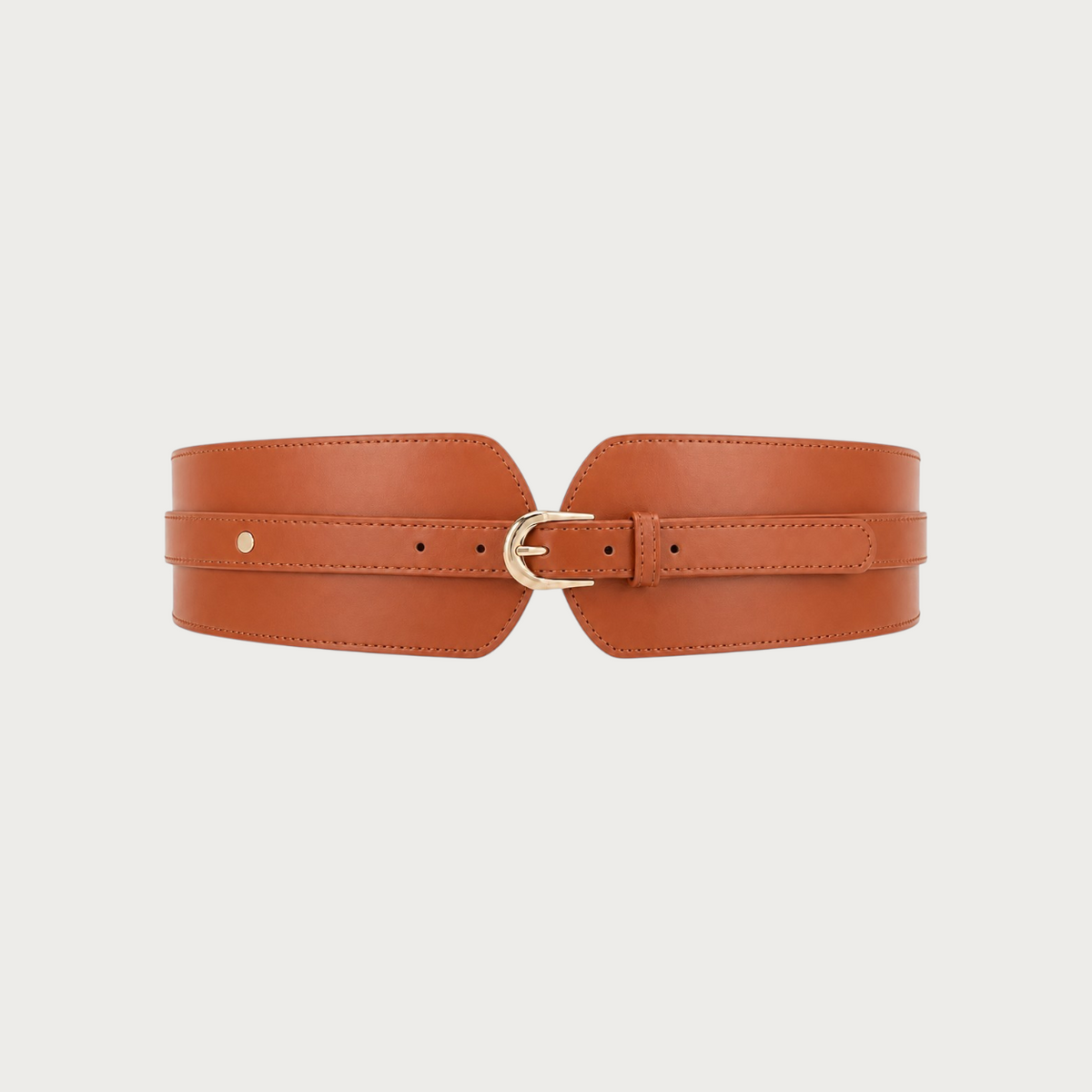 Ceinture large taille haute Ceintura Urbino en similicuir cognac avec boucle dorée en forme de D