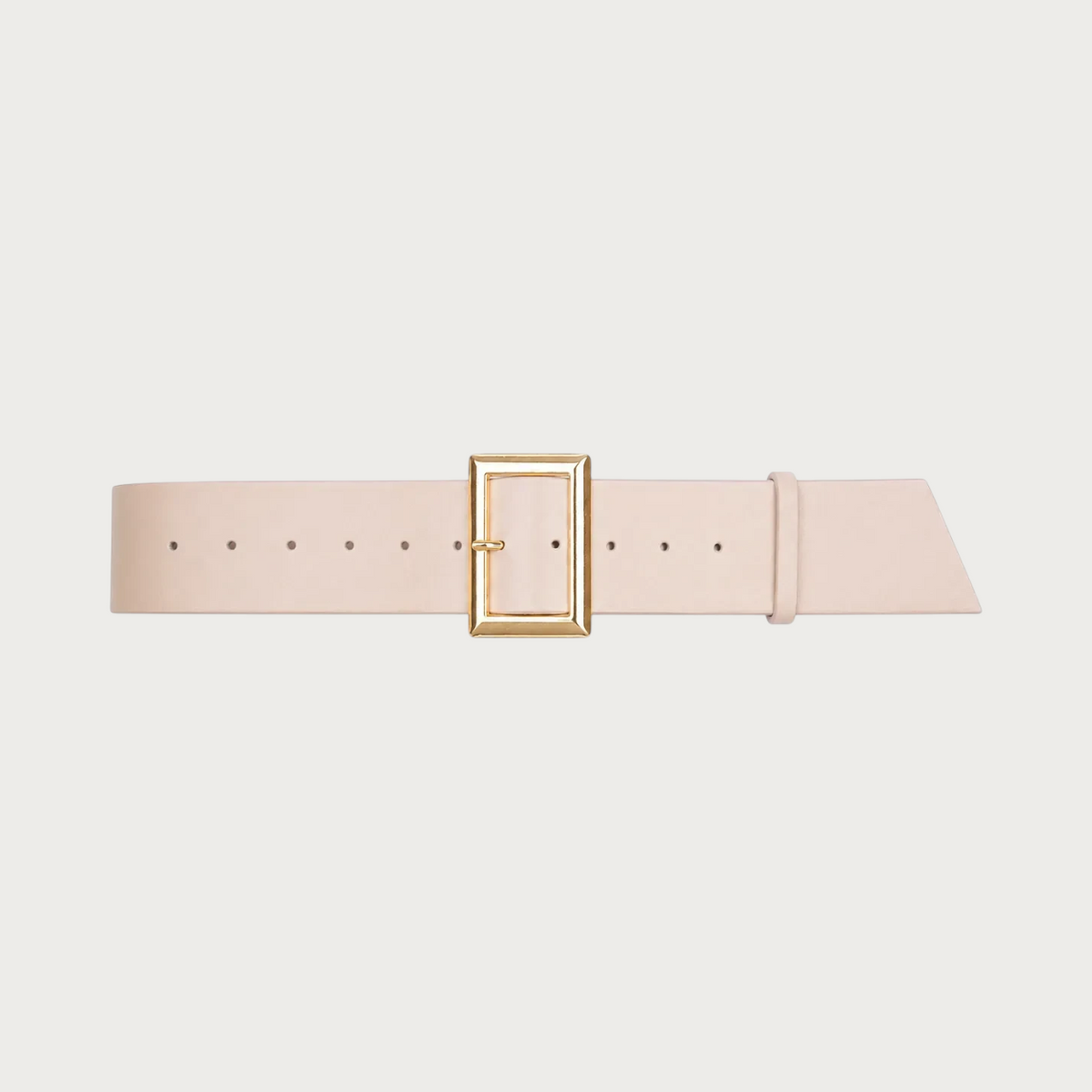 Ceinture large en cuir beige Ceintura avec une grande boucle rectangulaire dorée pour marquer la taille