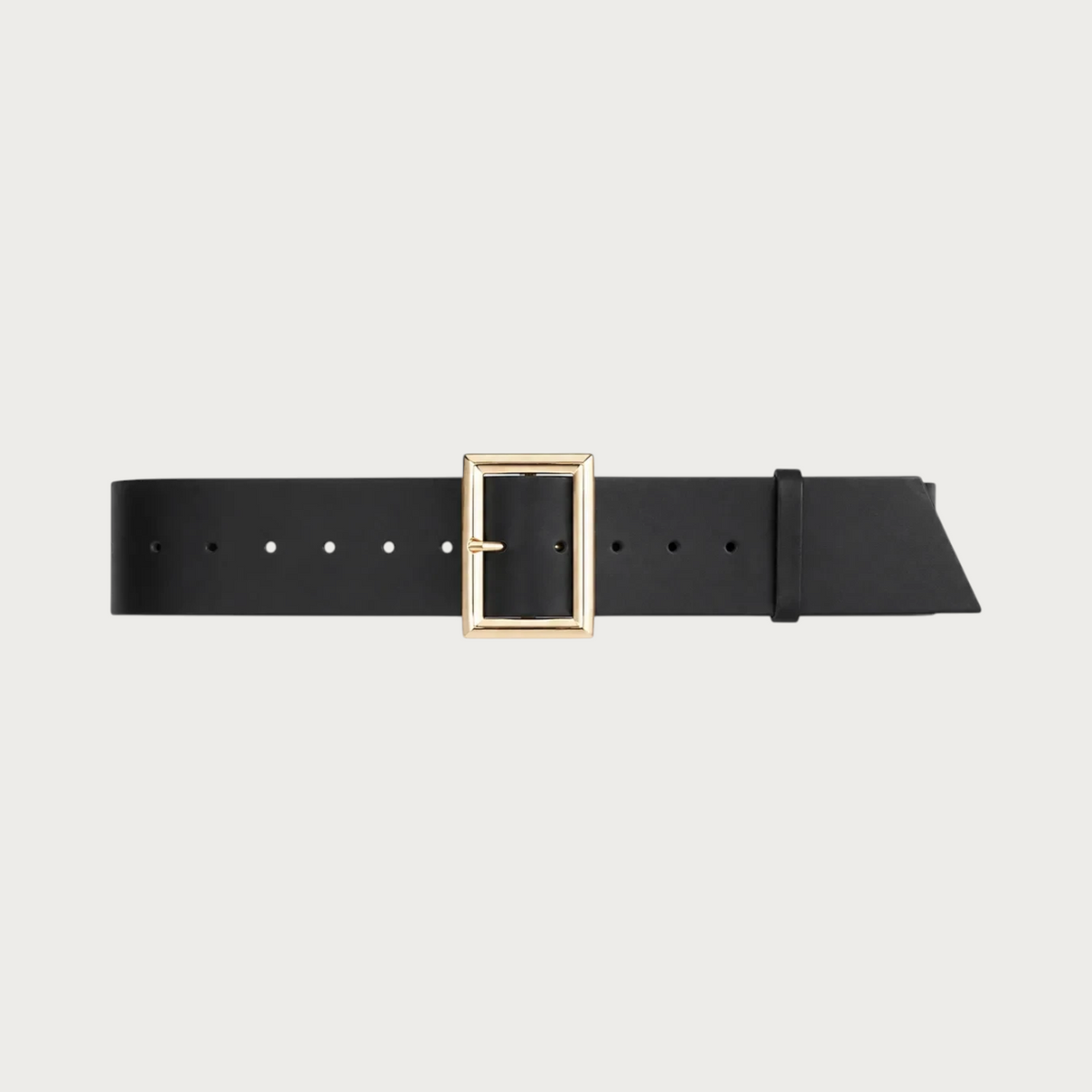 Ceinture large en cuir noir Ceintura avec une grande boucle rectangulaire dorée pour marquer la taille