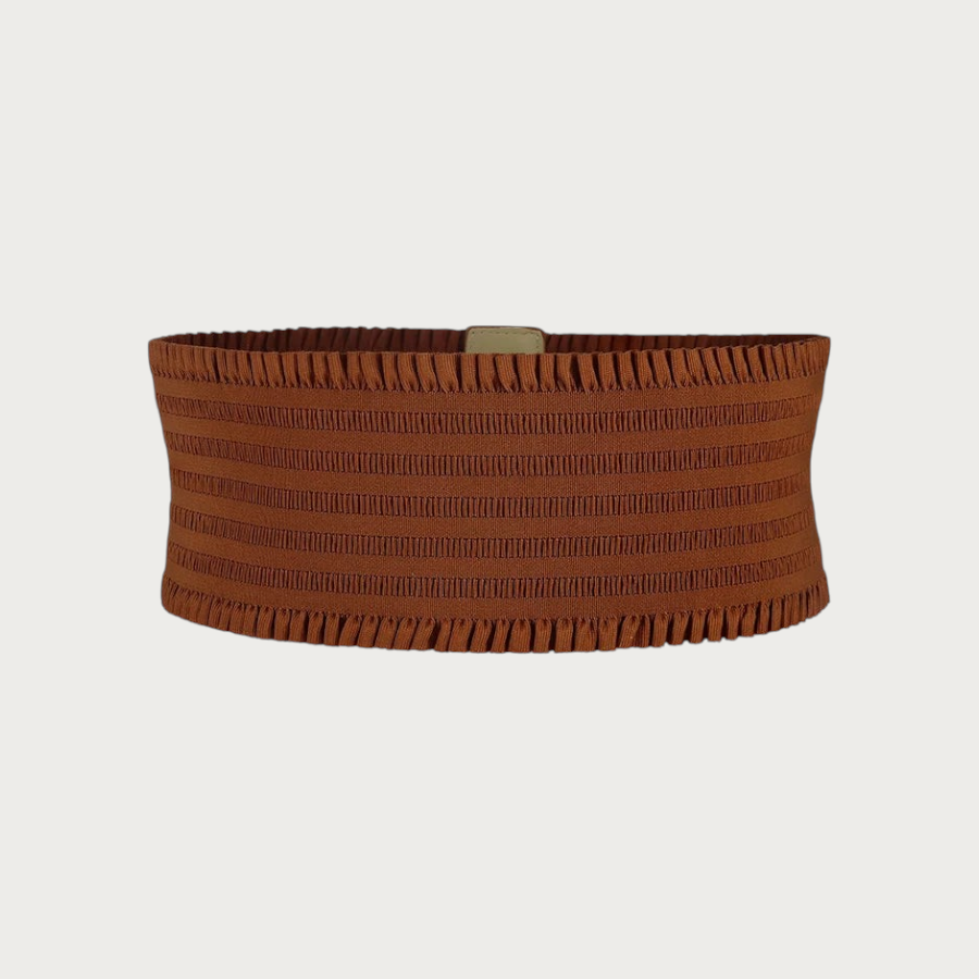 Ceinture large Ceintura marron pour femme en polyester élastique avec détails plissés style décontracté