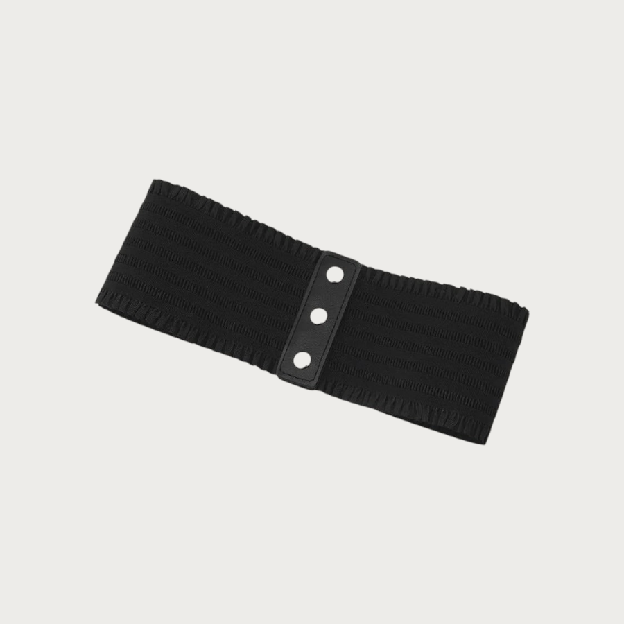 Ceinture large Ceintura noire élastique pour femme avec détails à boutons pression
