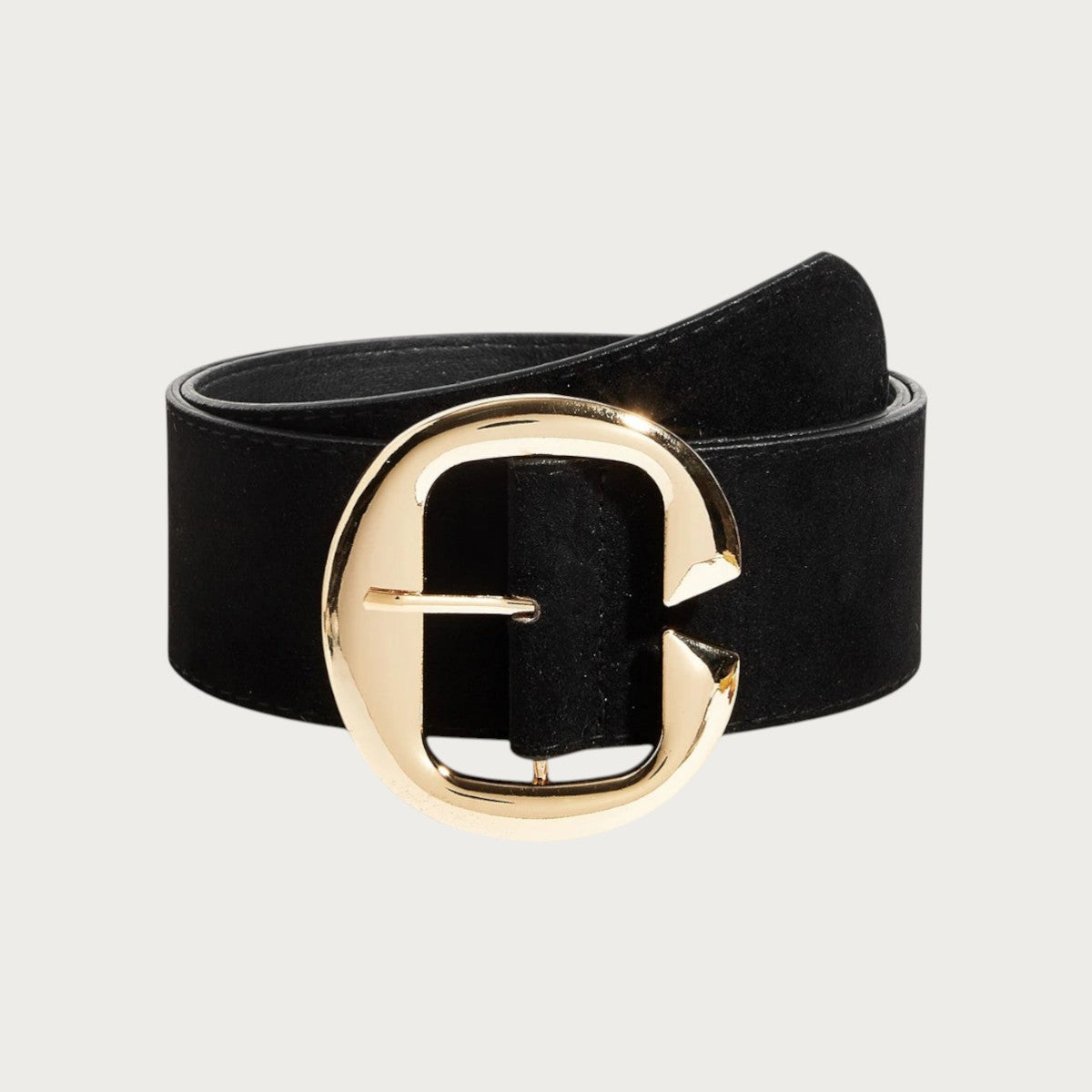 Ceintura ceinture large noire effet velours avec une grande boucle dorée élégante pour femme