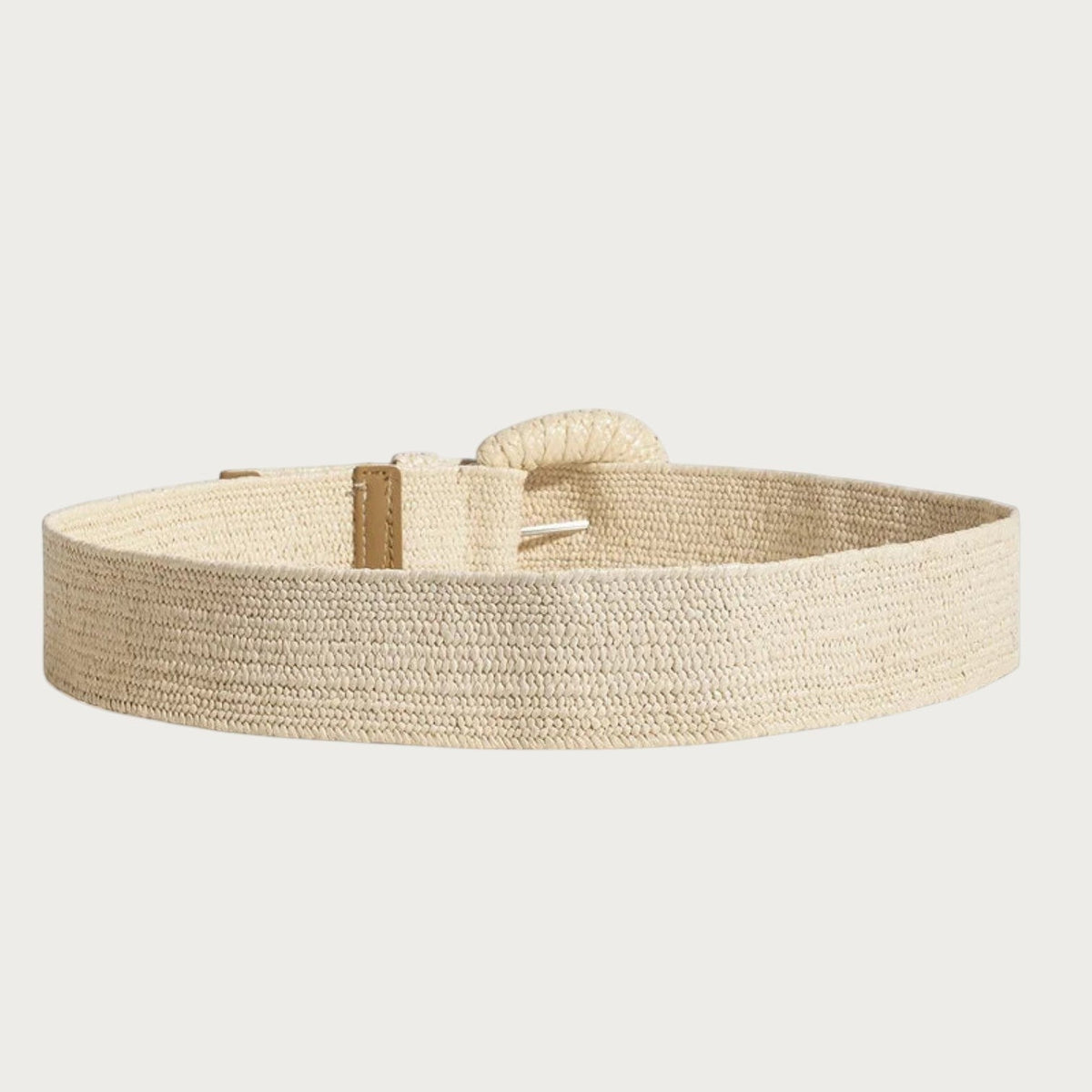 Ceinture large Ceintura en paille tressée couleur écru avec boucle ronde assortie et dos élastique