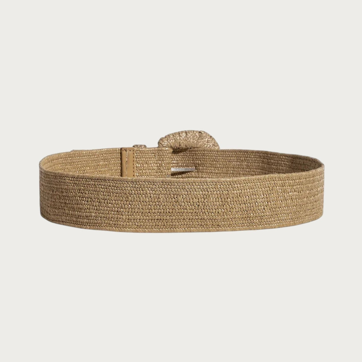 Ceinture large Ceintura pour femme en paille tressée naturelle avec boucle ronde assortie et dos élastique