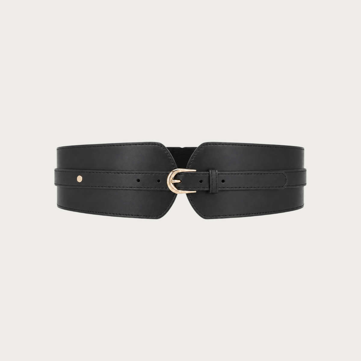 Ceinture large taille haute Ceintura Urbino en similicuir noir avec boucle en D dorée et dos élastique ajustable