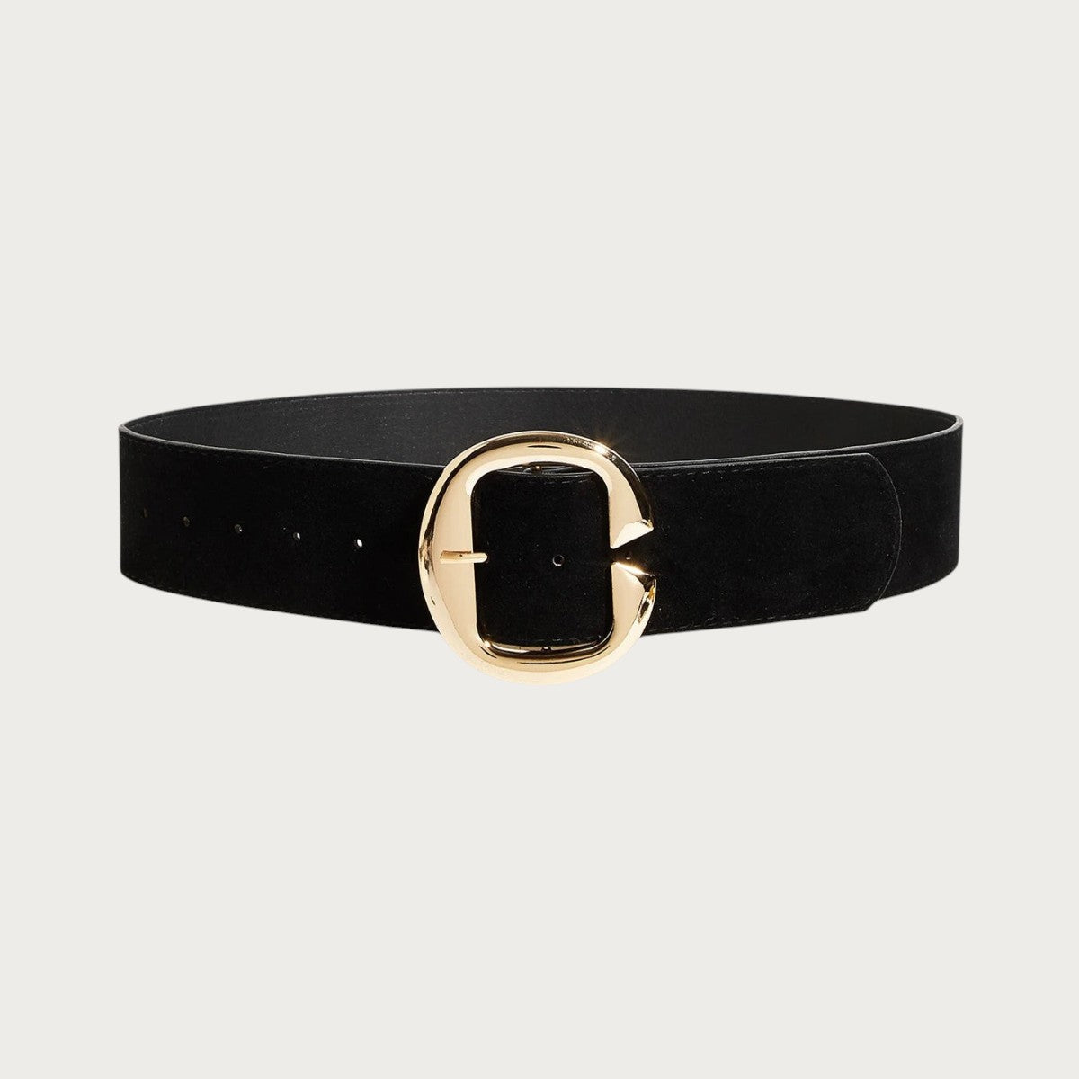Ceintura ceinture large noire en velours avec une boucle dorée élégante pour femme