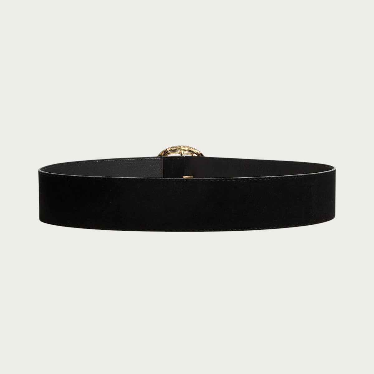 Ceinture large noire en velours style corset avec boucle dorée élégante pour femme