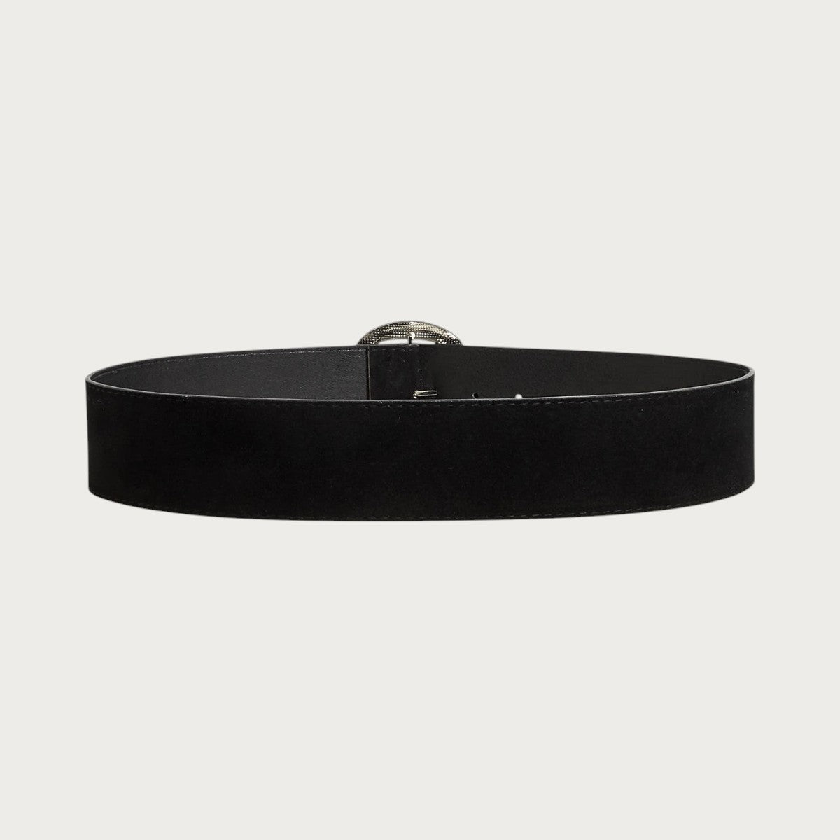 Ceinture large noire en velours style corset de la marque Ceintura avec boucle métallique texturée pour femme