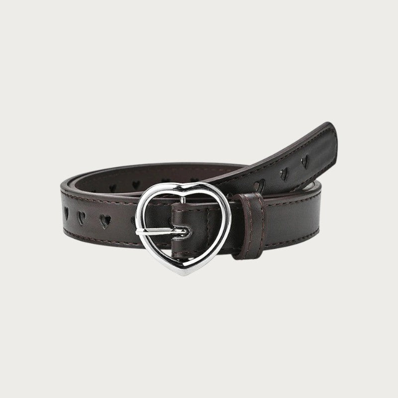 Ceintura ceinture marron en similicuir pour enfant avec une boucle métallique en forme de cœur