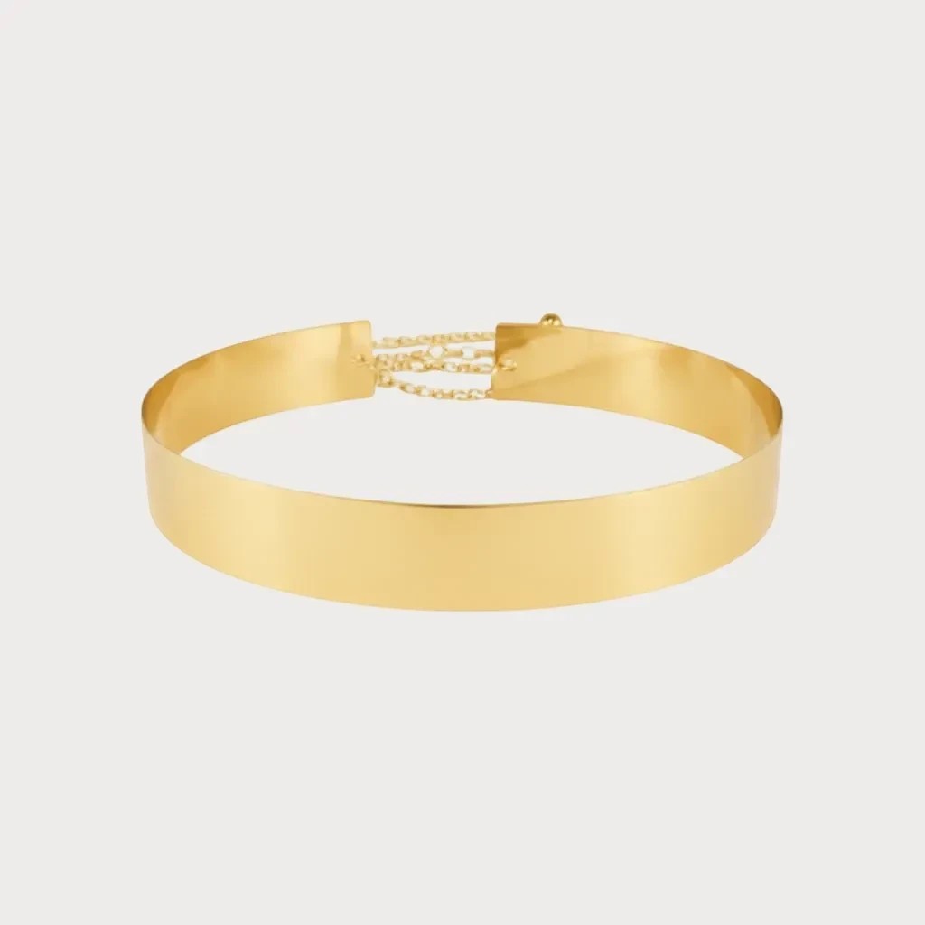 Ceinture bijou Ceintura dorée en métal rigide avec chaîne ajustable pour femme Image