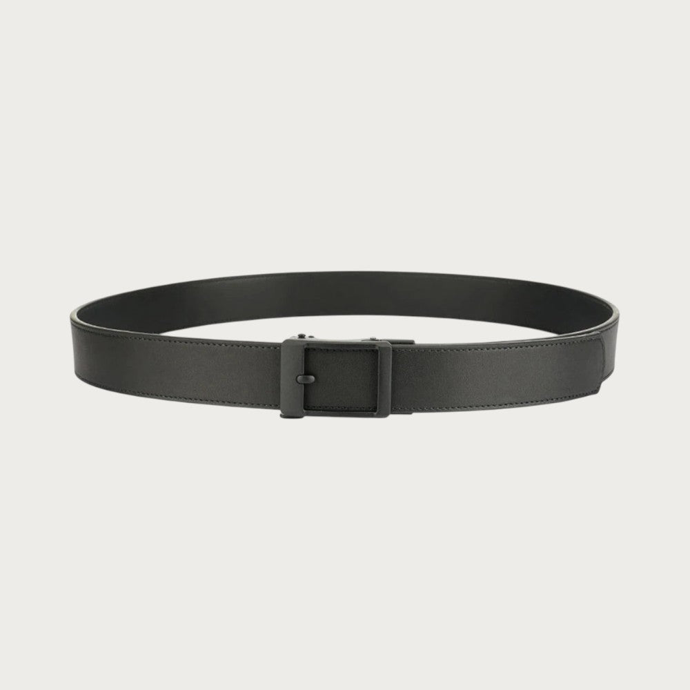 Ceinture militaire Ceintura Sassari noire en croûte de cuir refermée en anneau, boucle automatique plate