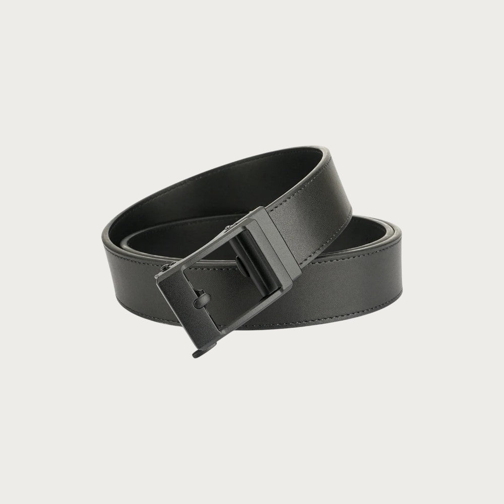 Ceinture militaire Ceintura Sassari noire en croûte de cuir avec boucle automatique en alliage noir