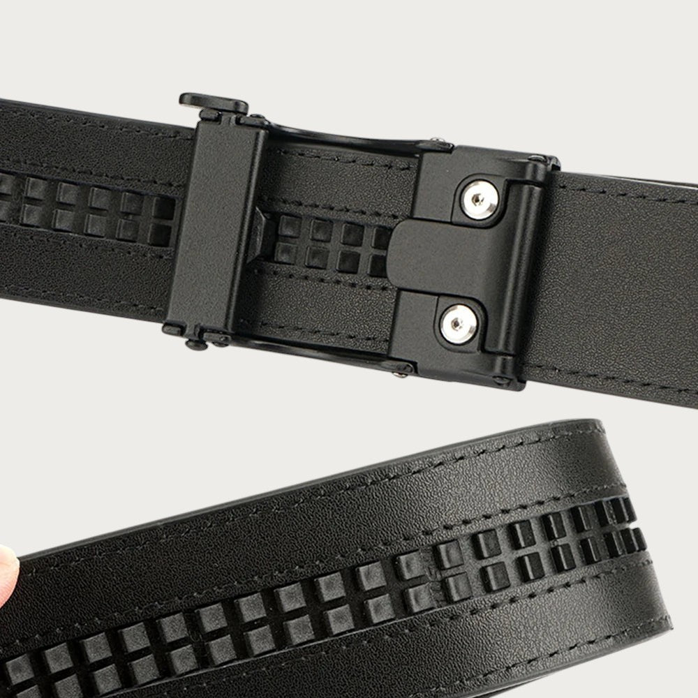 Ceinture Ceintura Sassari noire en croûte de cuir avec boucle automatique tactique et système de fermeture à cliquet