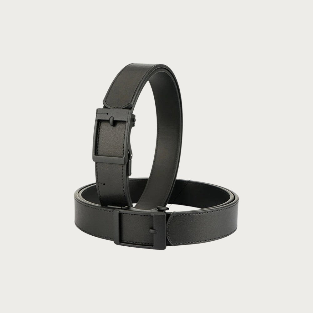 Ceinture militaire Ceintura Sassari noire en croûte de cuir avec boucle automatique en alliage mat