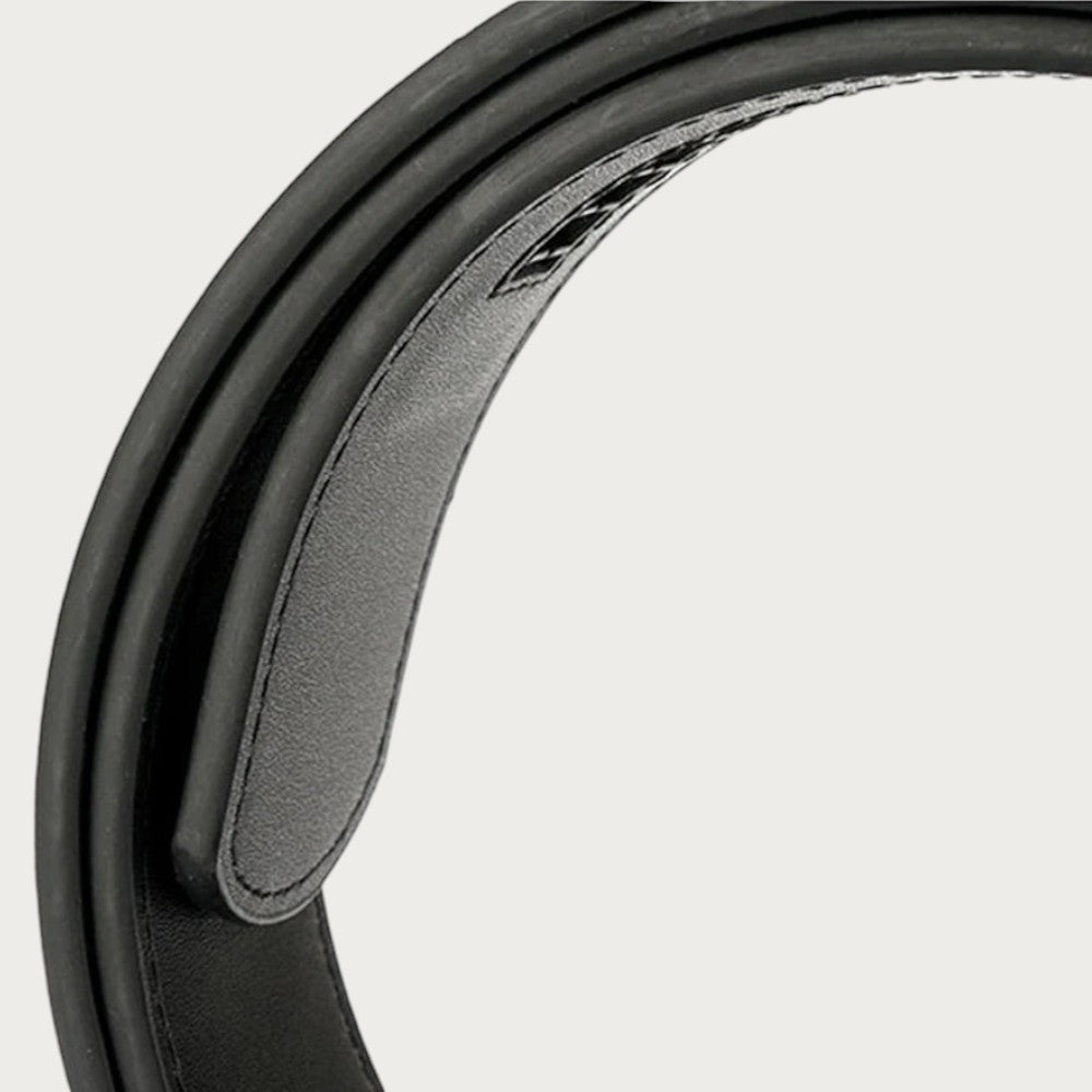 Ceinture militaire Ceintura Sassari en croûte de cuir noir avec finition robuste et bords cousus