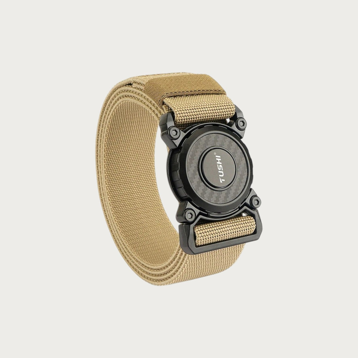 Ceinture militaire extensible Ceintura en nylon kaki avec boucle rotative noire à dégagement rapide pour homme
