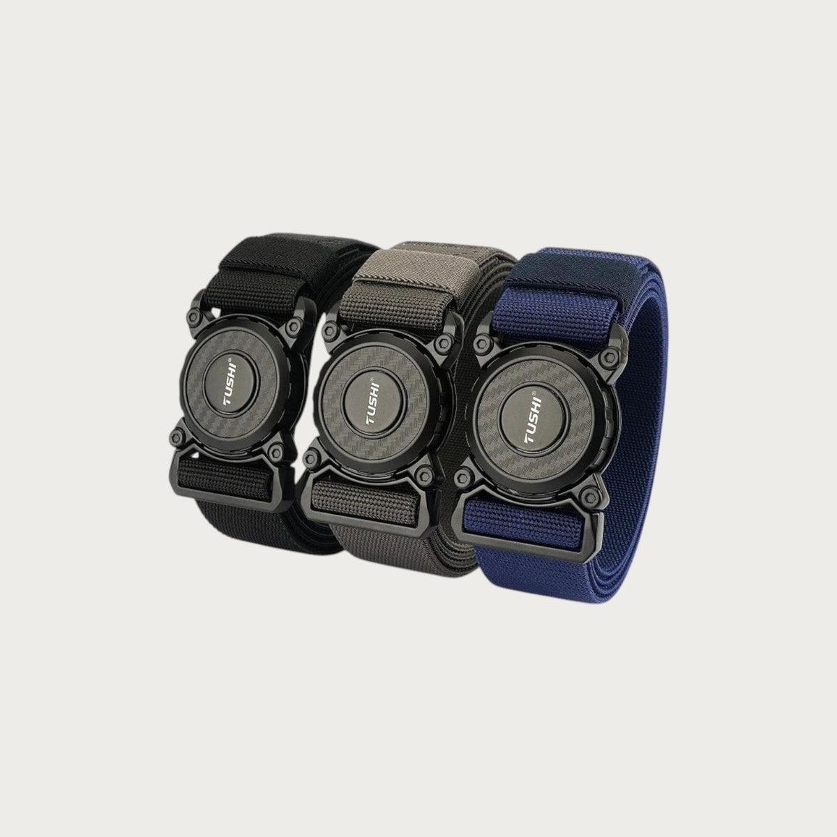 Trois ceintures militaires extensibles Ceintura en nylon avec boucle rotative à dégagement rapide, coloris assortis