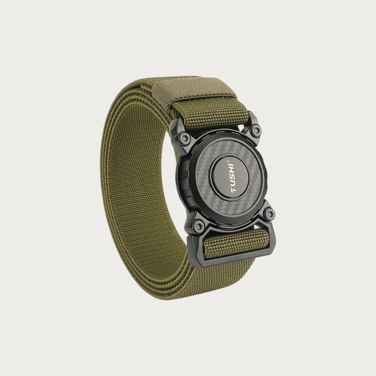 Ceinture militaire extensible Ceintura kaki en nylon avec boucle rotative à dégagement rapide pour homme