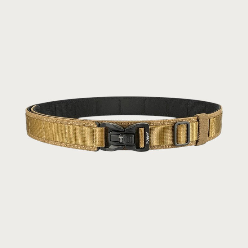 Ceinture militaire Ceintura Chieti en nylon 1100D marron avec boucle à dégagement rapide noire