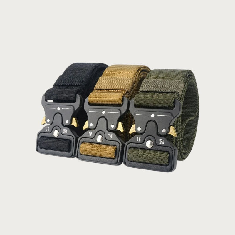 Ceinture militaire Ceintura Frosinone en nylon 1200D avec boucle tactique en alliage de zinc, coloris noir, kaki et brun