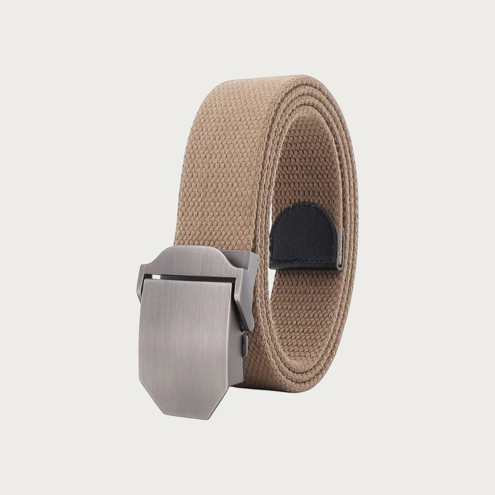 Ceintura ceinture militaire en toile beige avec boucle automatique en alliage pour un style décontracté et ajustable