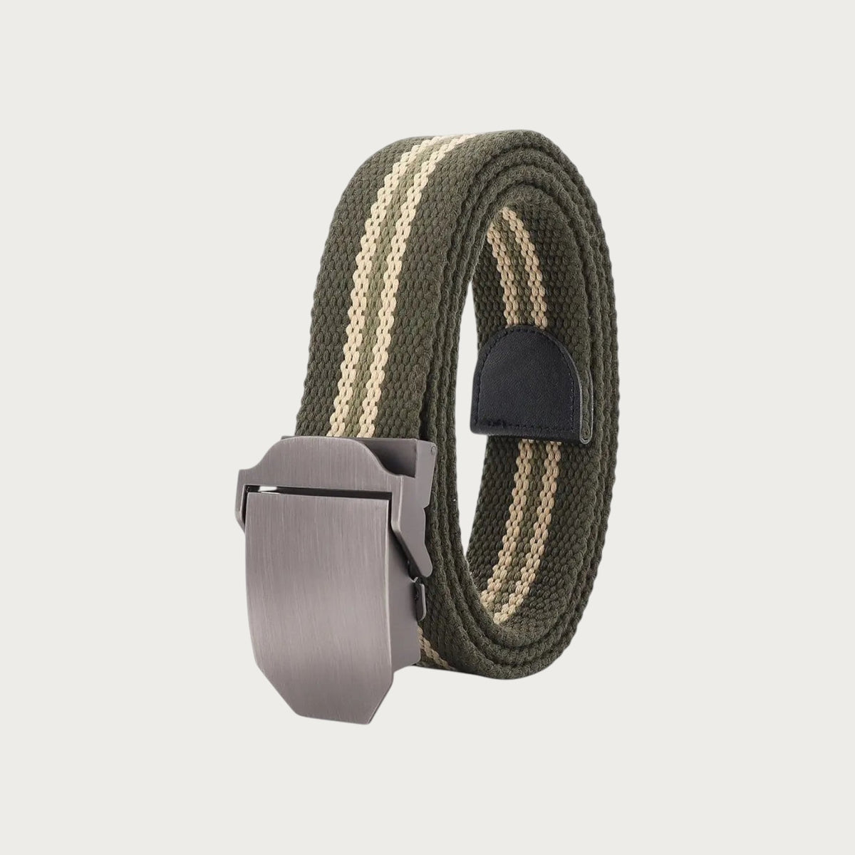 Ceintura ceinture militaire en toile rayée vert olive avec boucle automatique en alliage pour un style décontracté