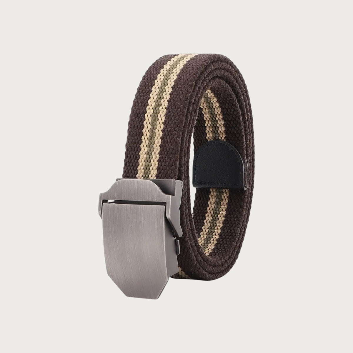 Ceintura ceinture militaire en toile rayée marron et beige avec boucle automatique en alliage pour homme