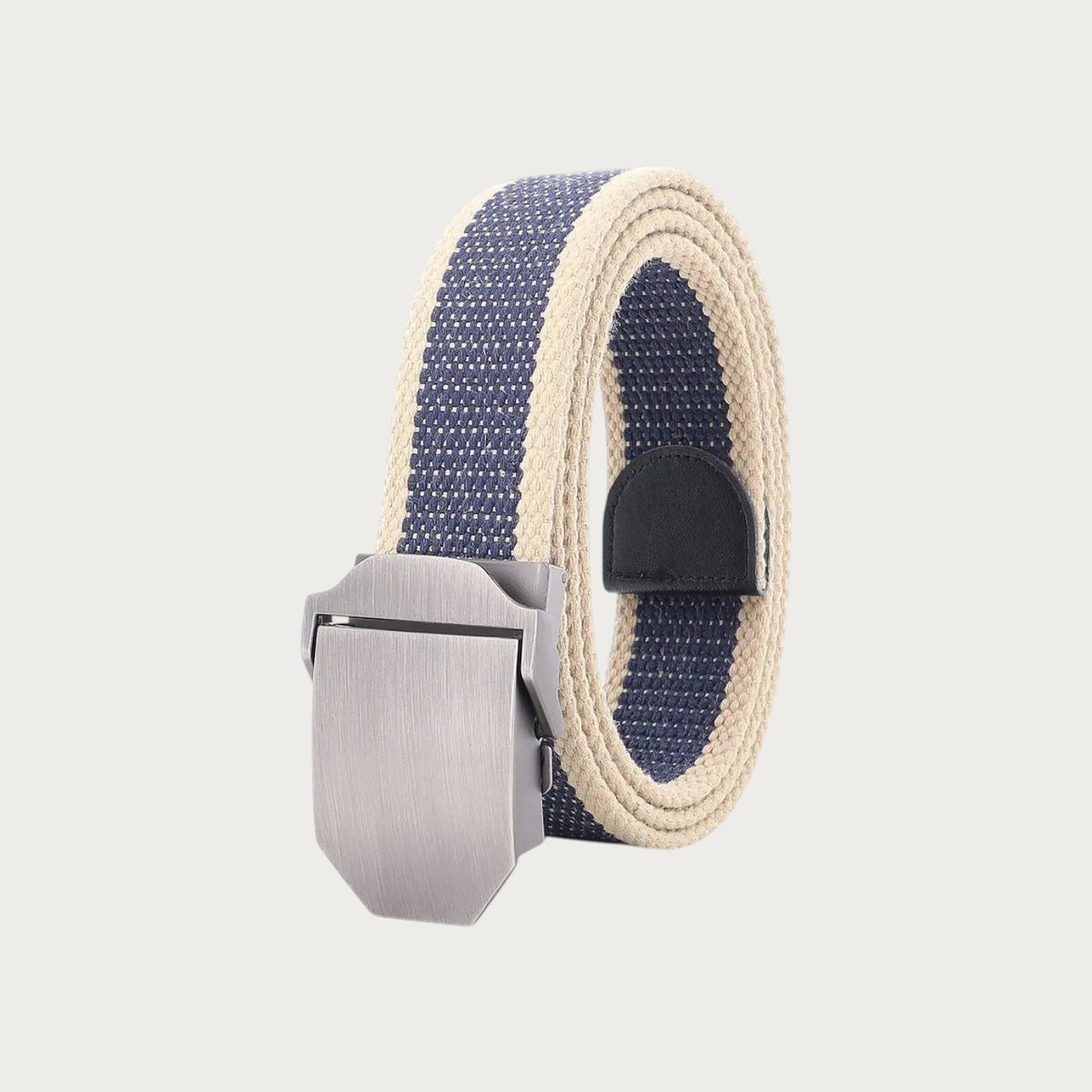 Ceintura ceinture militaire en toile rayée bleu et beige avec boucle automatique en alliage brossé
